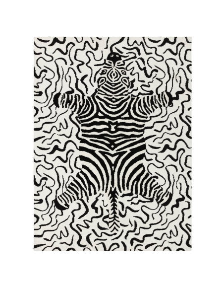 Tappeto Wilder Zebra Mono: design moderno e motivo zebrato per un soggiorno contemporaneo, resistente e facile da pulire. Elega