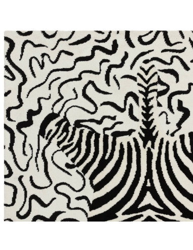 Bold black and white Wilder Zebra Mono rug blends fantasy and modern style, offering durable, plush comfort for any room’s déco