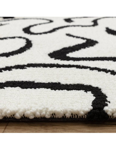 Bold black and white Wilder Zebra Mono rug blends fantasy and modern style, offering durable, plush comfort for any room’s déco