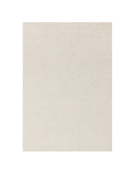 Tappeto Zennith Grid in lana naturale, design geometrico moderno, perfetto per ambienti luminosi e raffinati. Ideale tra i tapp