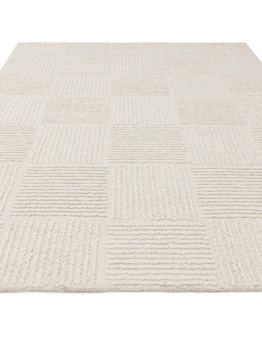 Tappeto Zennith Grid in lana naturale, design geometrico moderno, perfetto per ambienti luminosi e raffinati. Ideale tra i tapp