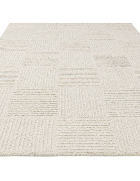 Tappeto Zennith Grid in lana naturale, design geometrico moderno, perfetto per ambienti luminosi e raffinati. Ideale tra i tapp