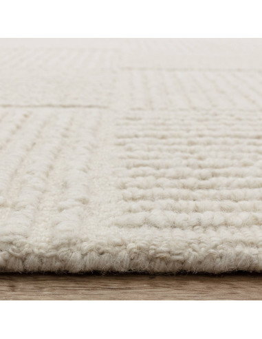 Elevate your home with the Zennith Grid, a modern designer rug featuring elegant geometric texture and durable, soft natural wo