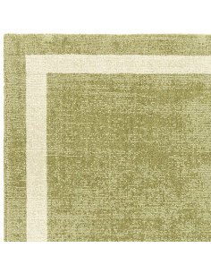 Tappeto minimal in lana naturale verde salvia con motivo a cornice, elegante e versatile, perfetto per ambienti moderni e raffi 2