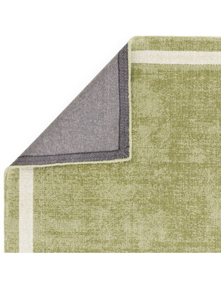 Tappeto minimal in lana naturale verde salvia con motivo a cornice, elegante e versatile, perfetto per ambienti moderni e raffi