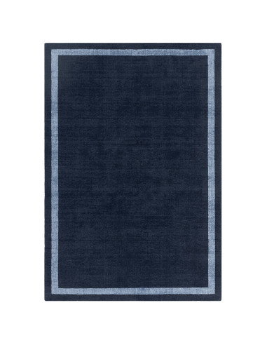 Elevate your space with the Albi Navy rug, a minimalist rug crafted from natural wool featuring a sleek geometric border and du