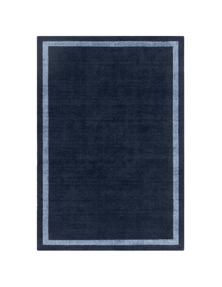 Tappeto minimal Albi Navy in lana naturale blu tinta unita, elegante e versatile, perfetto per ambienti moderni e confortevoli.