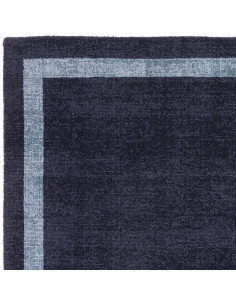 Tappeto minimal Albi Navy in lana naturale blu tinta unita, elegante e versatile, perfetto per ambienti moderni e confortevoli. 2