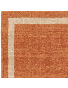 Tappeto Albi Orange in lana naturale, tinta unita con cornice geometrica, perfetto per ambienti minimal e moderni. Comfort e st 2