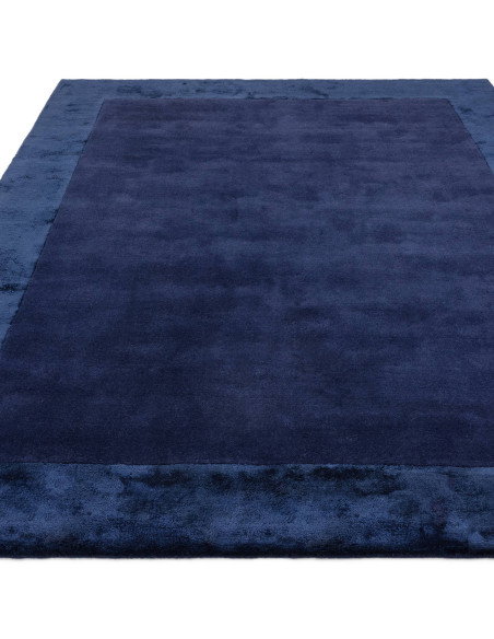 Elevate your space with the Ascot Navy minimalist rug, featuring a plush geometric border in deep blue for timeless style and l