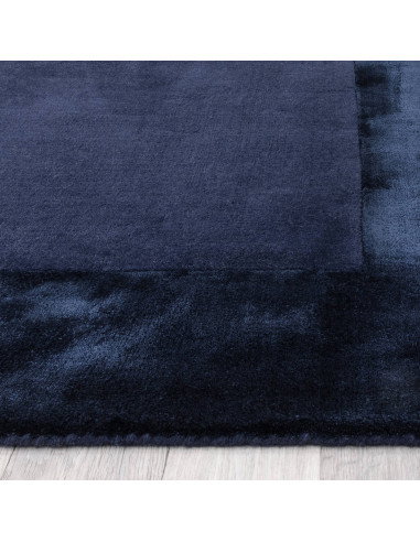 Elevate your space with the Ascot Navy minimalist rug, featuring a plush geometric border in deep blue for timeless style and l