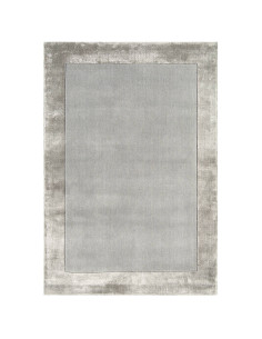 Elevate your space with the Ascot Silver rug, a durable, plush neutral rug featuring a minimalist border for timeless modern el