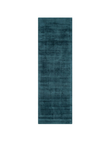 Tappeto tinta unita Blade Teal in viscosa naturale, design minimal e comfort artigianale per un ambiente elegante e moderno.