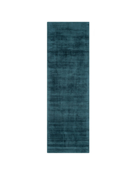Tappeto tinta unita Blade Teal in viscosa naturale, design minimal e comfort artigianale per un ambiente elegante e moderno.