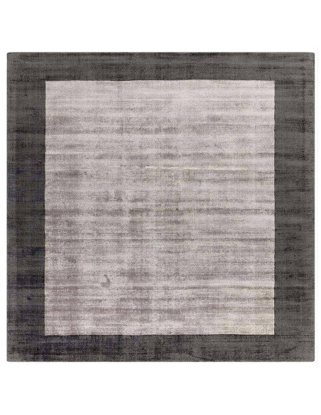 Elevate your space with the Blade Border Charcoal/Silver rug, a handcrafted minimalist rug featuring a sleek geometric design a