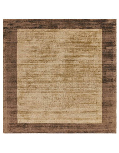 Tappeto minimal in viscosa naturale, Blade Border Choco/Mocha unisce eleganza geometrica e comfort per ambienti moderni e raffi