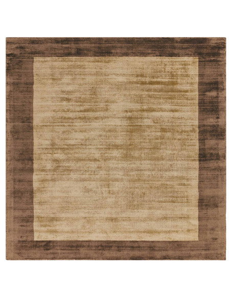Tappeto minimal in viscosa naturale, Blade Border Choco/Mocha unisce eleganza geometrica e comfort per ambienti moderni e raffi