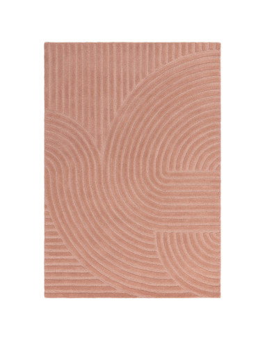 Tappeto Hague Blush in lana naturale, design geometrico minimal e tinta unita rosa cipria, morbido, resistente e facile da puli
