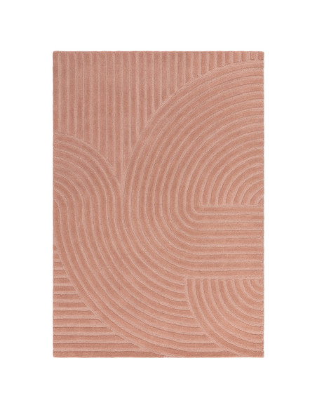 Tappeto Hague Blush in lana naturale, design geometrico minimal e tinta unita rosa cipria, morbido, resistente e facile da puli