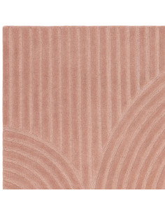 Tappeto Hague Blush in lana naturale, design geometrico minimal e tinta unita rosa cipria, morbido, resistente e facile da puli 2