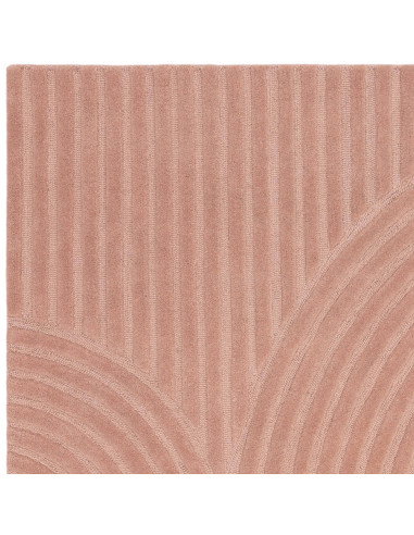 Tappeto Hague Blush in lana naturale, design geometrico minimal e tinta unita rosa cipria, morbido, resistente e facile da puli