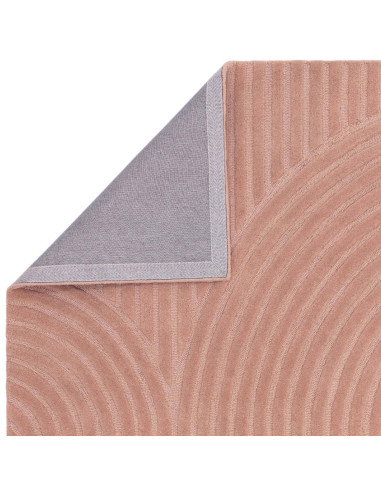 Tappeto Hague Blush in lana naturale, design geometrico minimal e tinta unita rosa cipria, morbido, resistente e facile da puli