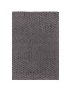 Tappeto Hague Charcoal in lana naturale, design geometrico minimal e tinta unita, perfetto per ambienti moderni e raffinati.