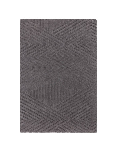 Tappeto Hague Charcoal in lana naturale, design geometrico minimal e tinta unita, perfetto per ambienti moderni e raffinati.