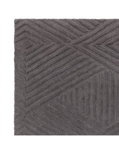 Tappeto Hague Charcoal in lana naturale, design geometrico minimal e tinta unita, perfetto per ambienti moderni e raffinati. 2