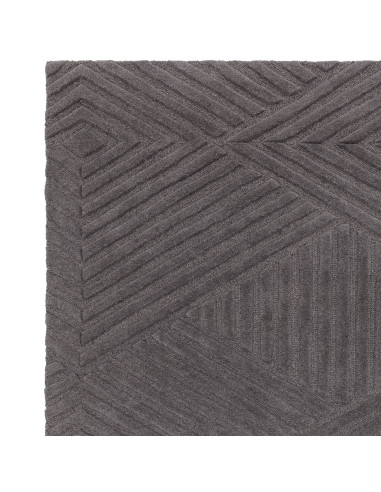 Tappeto Hague Charcoal in lana naturale, design geometrico minimal e tinta unita, perfetto per ambienti moderni e raffinati.