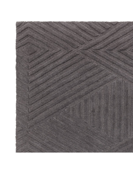 Elevate your space with the Hague Charcoal rug—hand-tufted minimalist rug in neutral tones, offering soft wool comfort and time