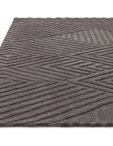 Elevate your space with the Hague Charcoal rug—hand-tufted minimalist rug in neutral tones, offering soft wool comfort and time