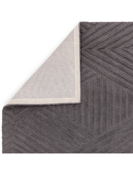 Tappeto Hague Charcoal in lana naturale, design geometrico minimal e tinta unita, perfetto per ambienti moderni e raffinati.