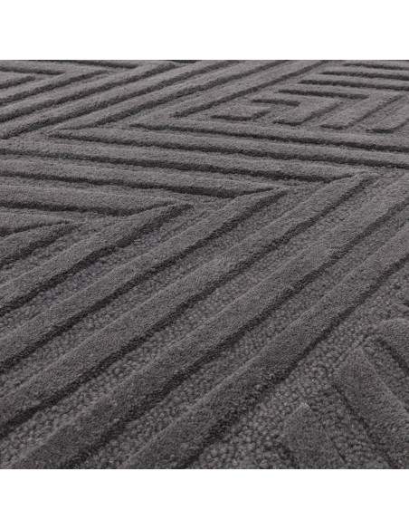Tappeto Hague Charcoal in lana naturale, design geometrico minimal e tinta unita, perfetto per ambienti moderni e raffinati.