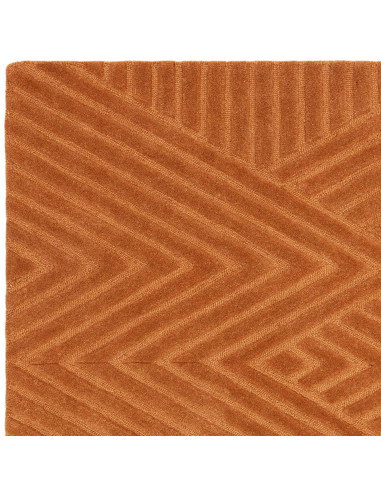 Elevate your space with the Hague Desert rug, a natural wool minimalist rug featuring geometric design and warm terracotta tone