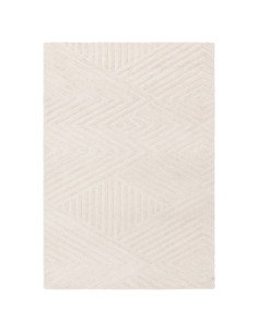 Tappeto Hague Ivory in lana naturale: eleganza minimal con motivo geometrico, perfetto tra i tappeti tinta unita per ambienti m