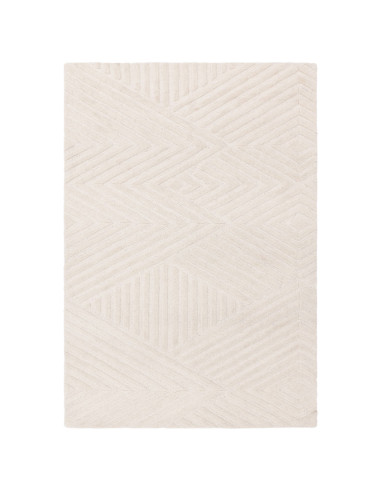 Tappeto Hague Ivory in lana naturale: eleganza minimal con motivo geometrico, perfetto tra i tappeti tinta unita per ambienti m