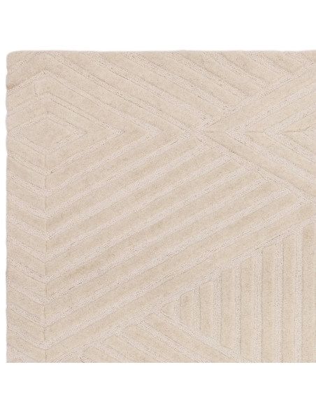 Tappeto Hague Ivory in lana naturale: eleganza minimal con motivo geometrico, perfetto tra i tappeti tinta unita per ambienti m