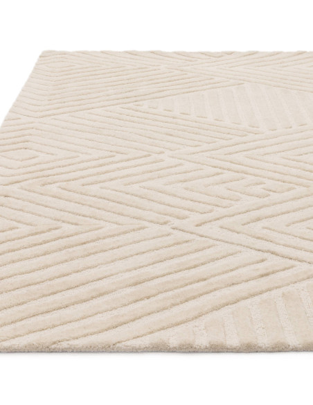 Tappeto Hague Ivory in lana naturale: eleganza minimal con motivo geometrico, perfetto tra i tappeti tinta unita per ambienti m