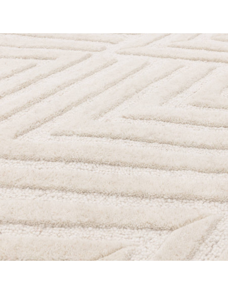 Tappeto Hague Ivory in lana naturale: eleganza minimal con motivo geometrico, perfetto tra i tappeti tinta unita per ambienti m