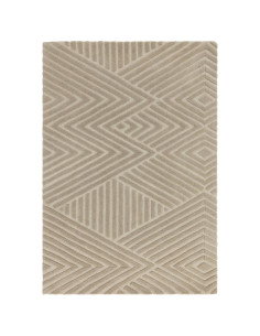 Tappeto Hague Taupe in lana naturale, fatto a mano: design geometrico minimal, elegante e versatile, perfetto per ogni ambiente