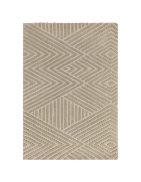 Tappeto Hague Taupe in lana naturale, fatto a mano: design geometrico minimal, elegante e versatile, perfetto per ogni ambiente