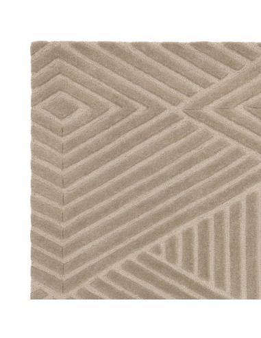 Tappeto Hague Taupe in lana naturale, fatto a mano: design geometrico minimal, elegante e versatile, perfetto per ogni ambiente