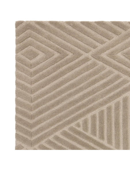 Tappeto Hague Taupe in lana naturale, fatto a mano: design geometrico minimal, elegante e versatile, perfetto per ogni ambiente