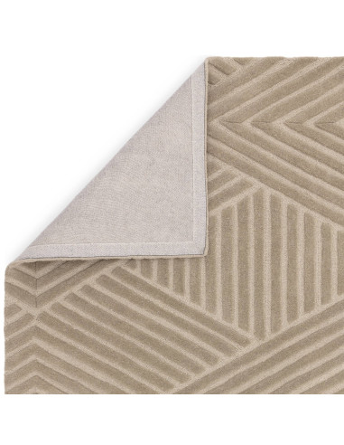 Tappeto Hague Taupe in lana naturale, fatto a mano: design geometrico minimal, elegante e versatile, perfetto per ogni ambiente