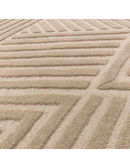Elevate your space with the Hague Taupe rug, a durable, hand-tufted minimalist rug featuring a soft neutral tone and elegant ge