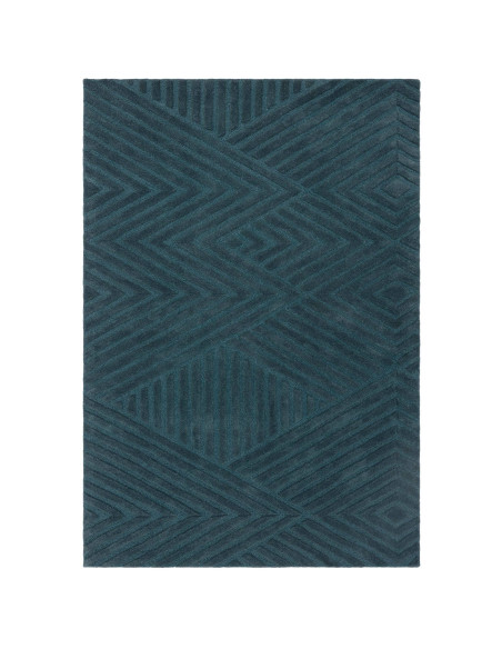 Tappeto Hague Teal in lana naturale, design geometrico e tonalità teal, perfetto per ambienti moderni e tappeti tinta unita di