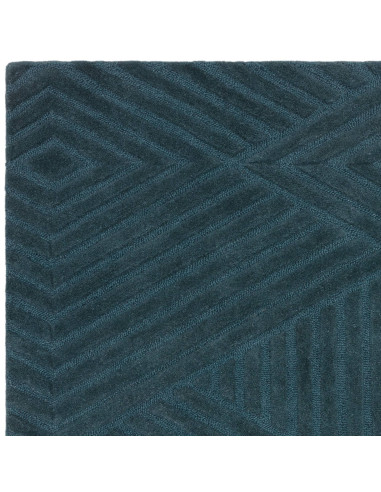 Tappeto Hague Teal in lana naturale, design geometrico e tonalità teal, perfetto per ambienti moderni e tappeti tinta unita di