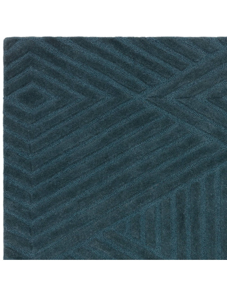 Tappeto Hague Teal in lana naturale, design geometrico e tonalità teal, perfetto per ambienti moderni e tappeti tinta unita di