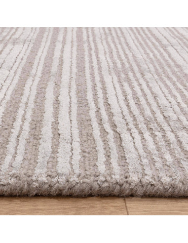 Elevate your space with the Henley Silver minimalist rug—neutral tones, soft texture, and handmade quality for timeless modern
